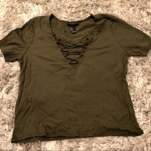Army Green strappy neckline top